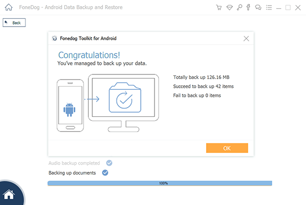 Copia de seguridad del dispositivo Android Tarjeta SD FoneDog Realización de copia de seguridad y restauración