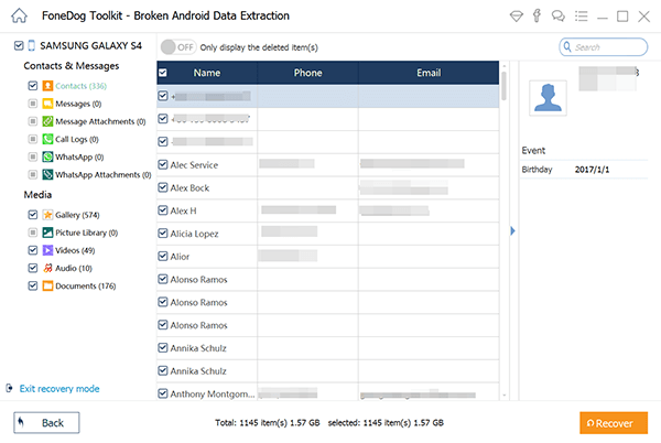 Vista previa y recuperación de datos del dispositivo Android Bricked