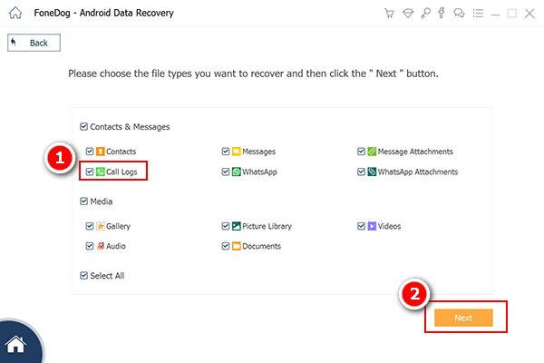  Elegir el historial de llamadas para ser recuperado de Xiaomi