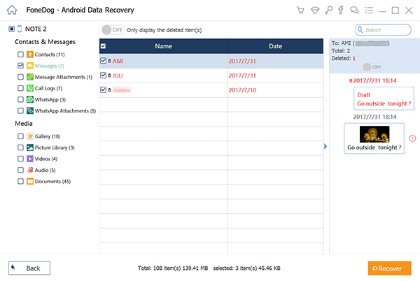 Recupere mensajes de texto archivados en Android usando FoneDog Android Data Recovery