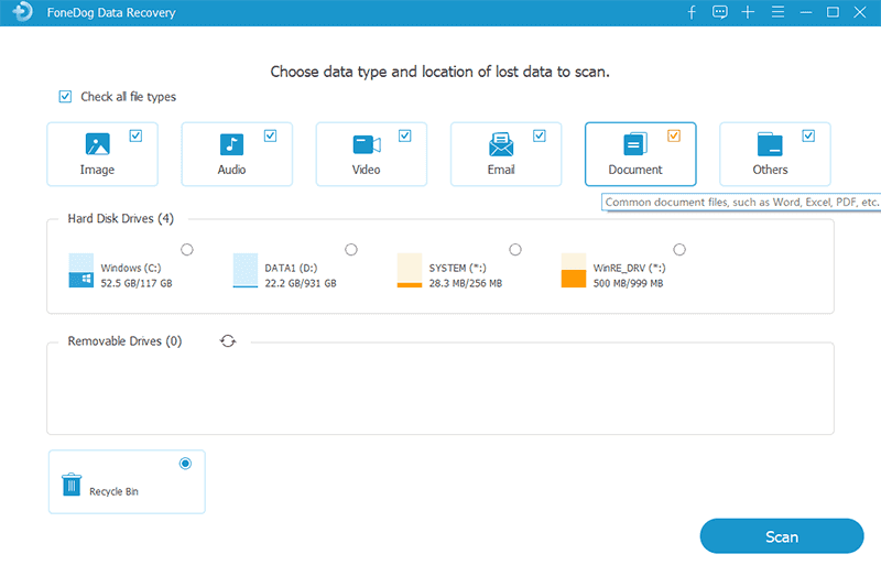 Recupere un archivo de Excel no guardado usando FoneDog Data Recovery