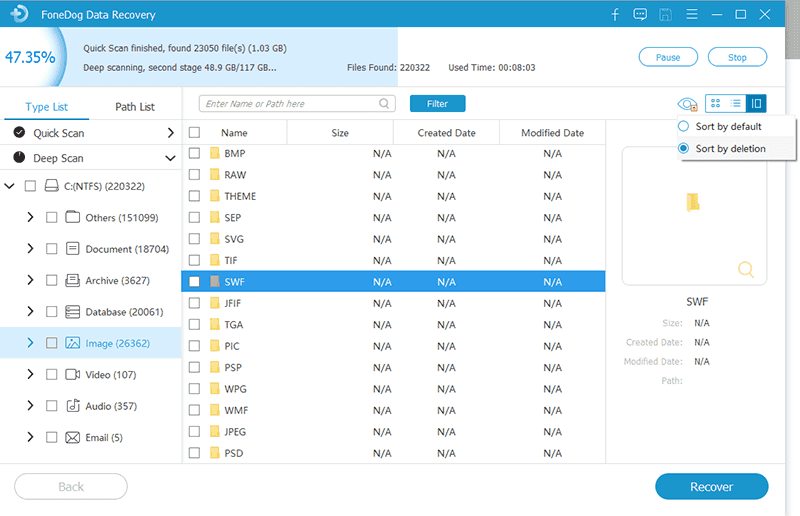 Obtenga una vista previa de los datos que desea recuperar