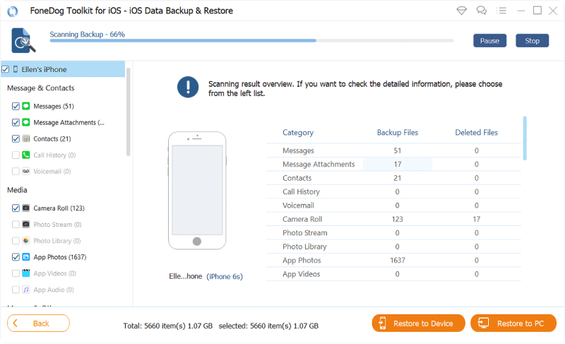 Acceda a los archivos del iPhone en Windows 10 FoneDog Scanning Backup