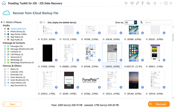 Recupere fotos con Fonedog iOS Data Recovery cuando persiste el problema "iCloud Photo Not Loading"