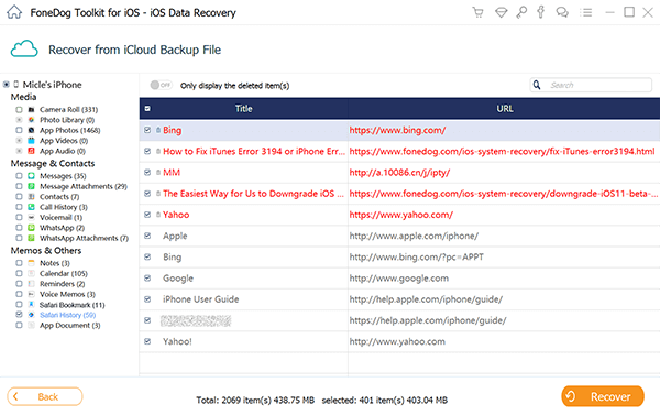 Recuperar la Historia Salari Eliminada Icloud