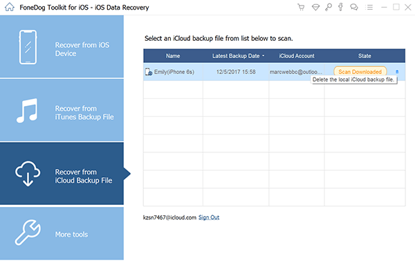 Descargar iCloud Backup Files