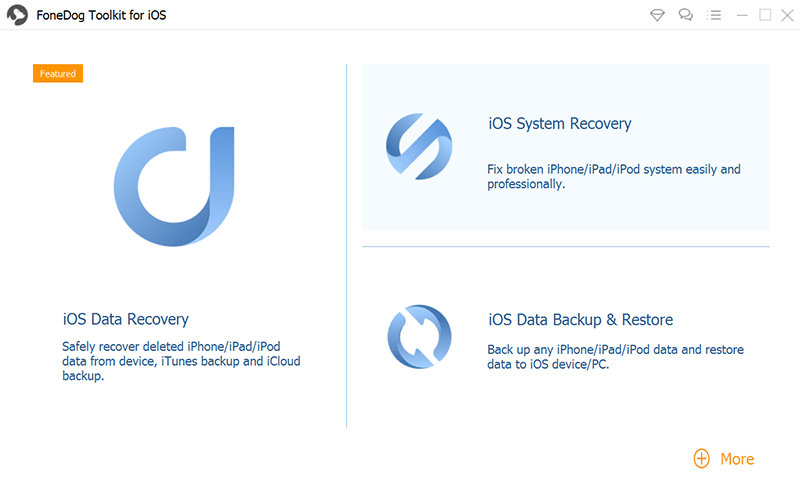 Iniciar FoneDog iPhone Data Recovery y conectar el iPhone