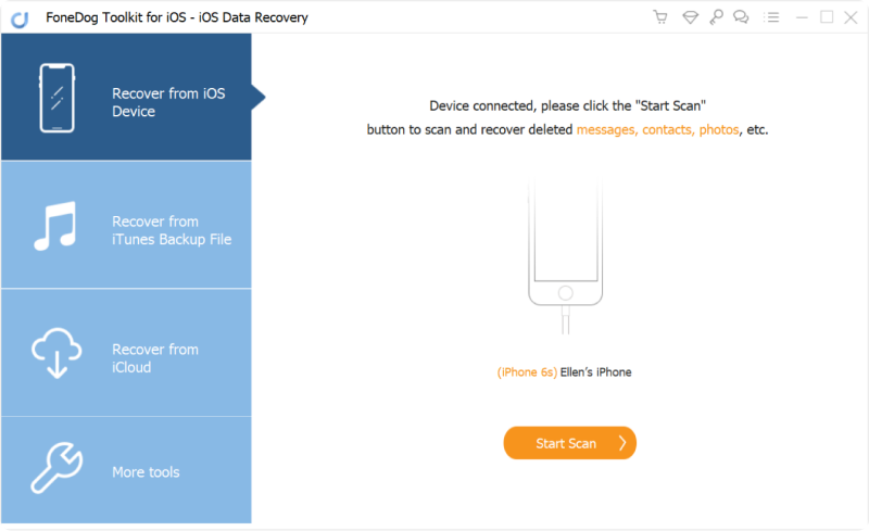 Inicie FoneDog Toolkit- Recuperación de datos de iOS