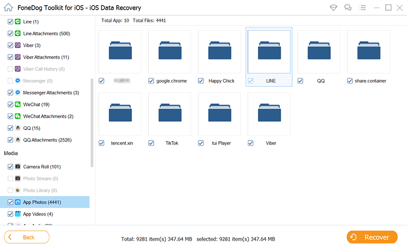 recuperar archivos de fotos de la aplicación