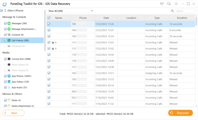 Recupere el historial de llamadas eliminado en iPhone sin respaldo usando FoneDog iOS Data Recovery