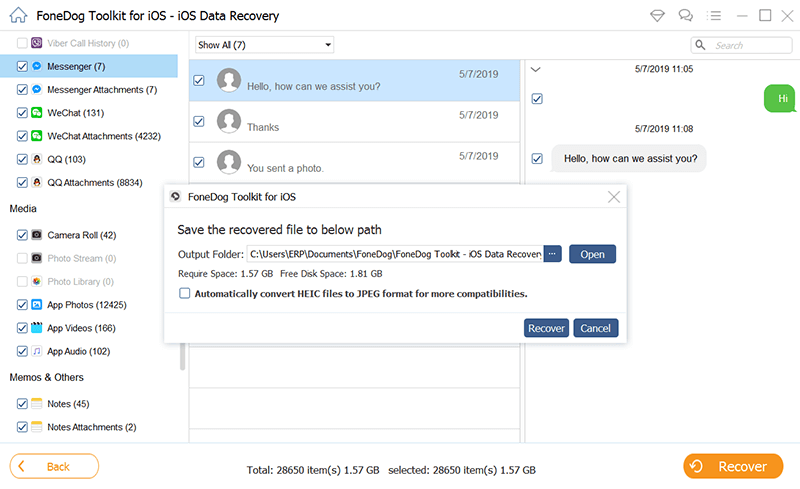 Selcet los archivos que necesita recuperar después de que falte la copia de seguridad de iCloud