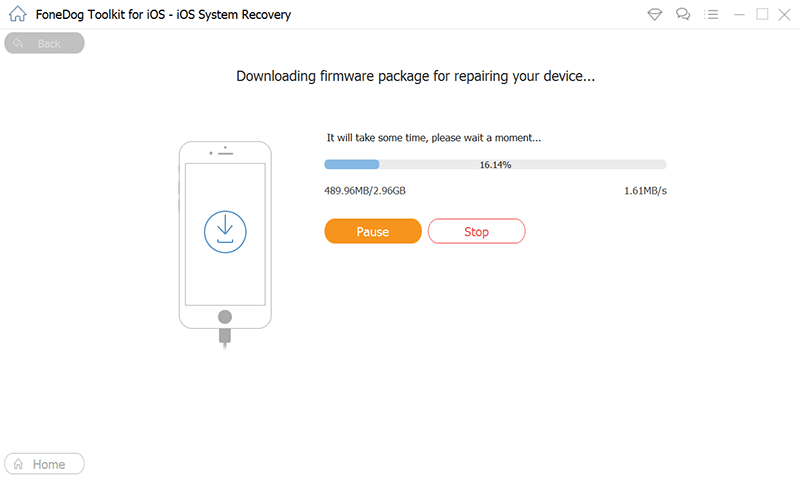 Solucione el problema "iPhone 14 no se enciende" - Recuperación del sistema FoneDog iOS: descarga de firmware