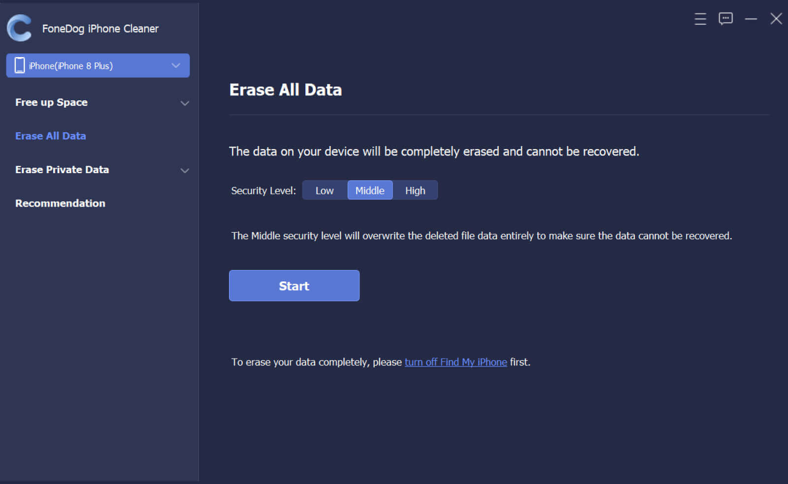 Choose Erase All Data Option to Erase iPhone