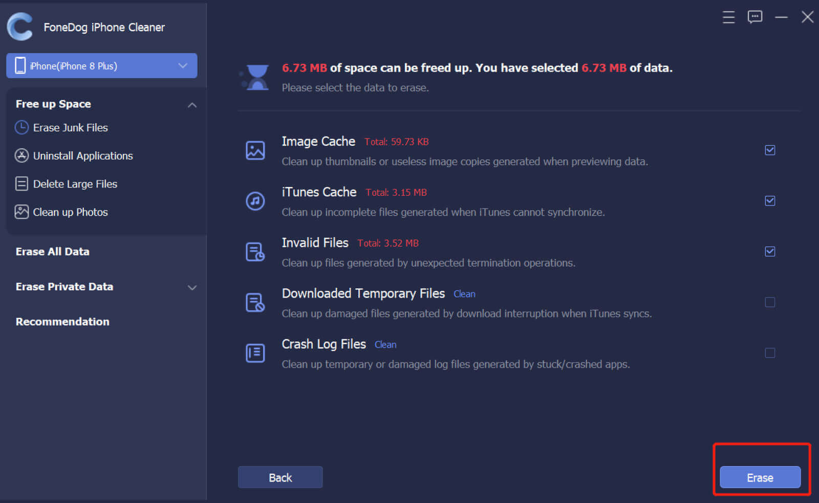 Use FoneDog iPhone Cleaner para borrar archivos basura