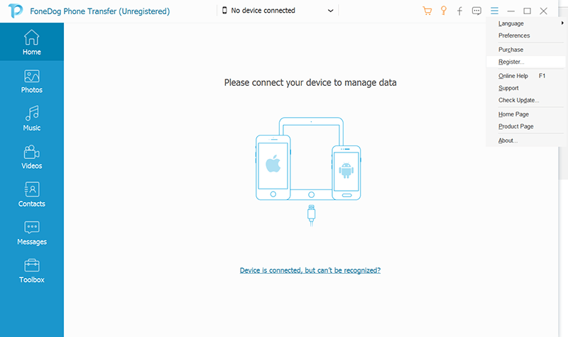 Conecte el iPhone usando FoneDog Phone Transfer