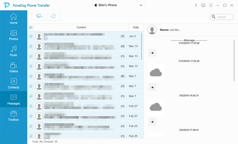 Descargar el historial de iMessage - Transferencia telefónica FoneDog