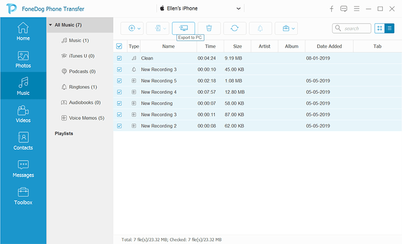 El mejor software de transferencia de música de iPod: transferencia de teléfono FoneDog