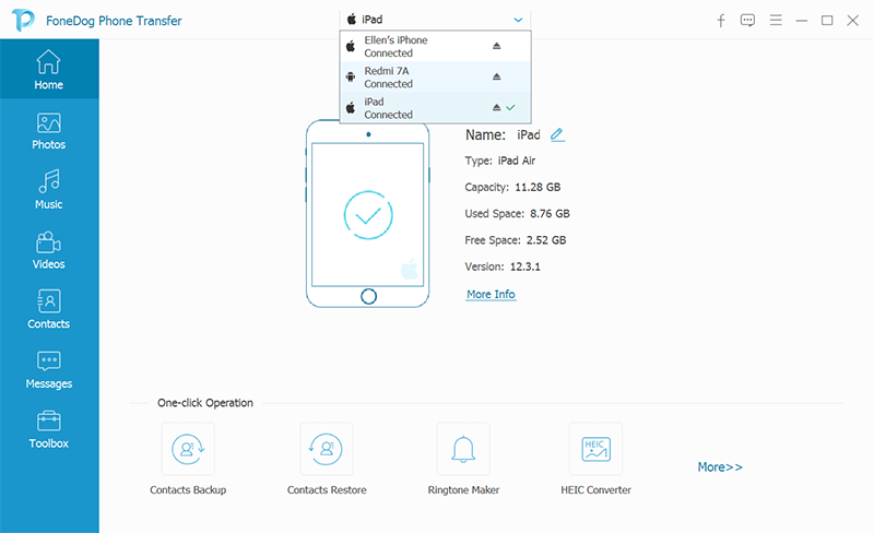 Transferir datos de iPad a iPad: Transferencia de teléfono FoneDog