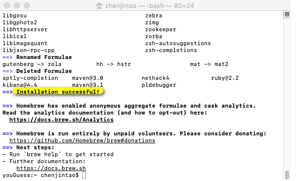 Homebrew instalar con éxito