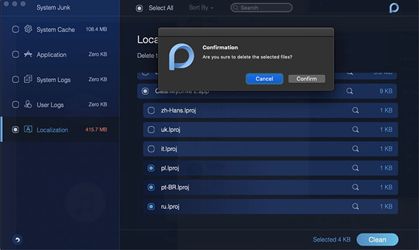 Eliminación de localización de basura del sistema