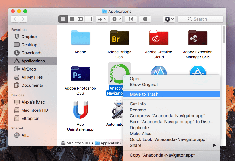 Cómo desinstalar Anaconda en Mac manualmente