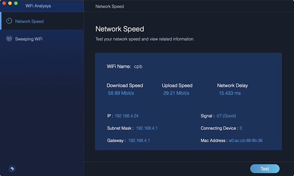 final de la prueba de velocidad de red wifi