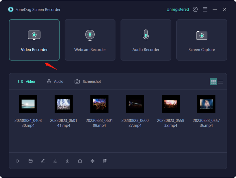 Grabe una transmisión en vivo en la PC - Grabador de pantalla FoneDog: elija Grabador de video