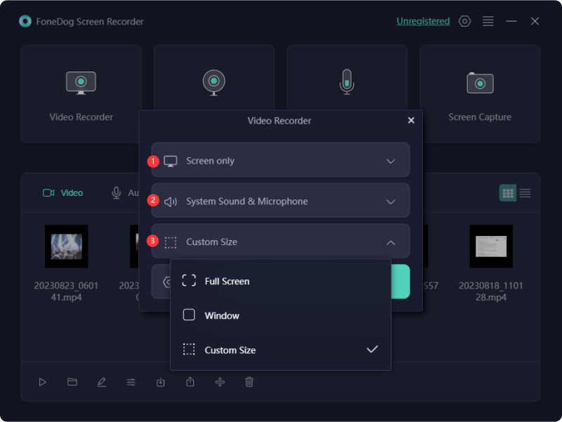 Grabe programas de televisión sin usar DVR - FoneDog Screen Recorder: Área de pantalla