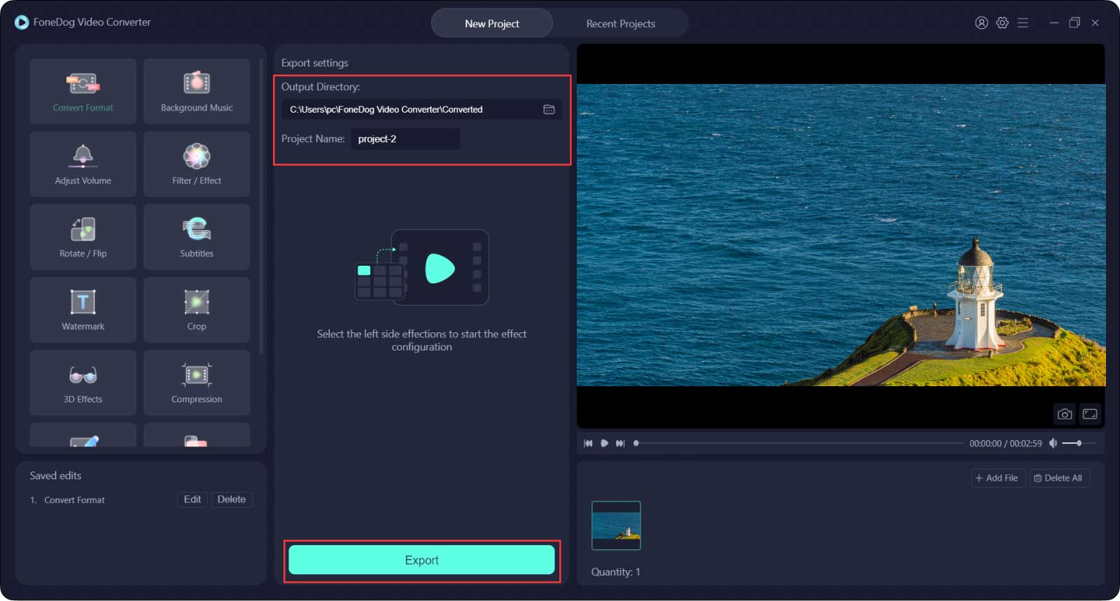 Eliminar marca de agua de video en Mac usando Fonedog Video Converter: Exportar