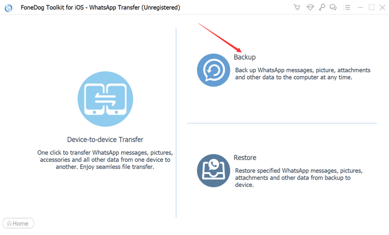 Elija Copia de seguridad en la interfaz del software