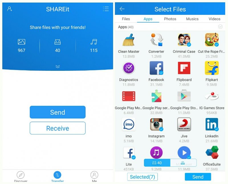 Vista previa de fotos de iPhone transferidas en Android Uing ShareIt