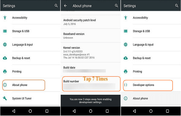 Habilitar depuración de USB Android 4.2