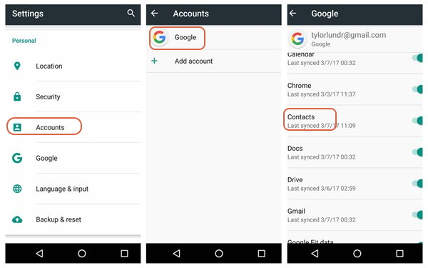 Asegúrese de que los contactos se sincronicen en la cuenta de Google