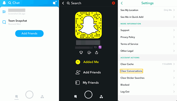 Eliminar las conversaciones de Snapchat