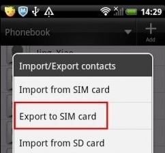 Exportar contactos a la tarjeta SIM