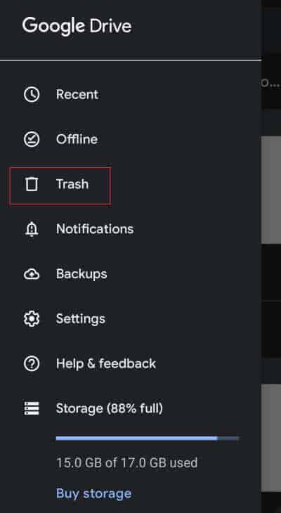 Papelera en Android: busque la papelera en Google Drive