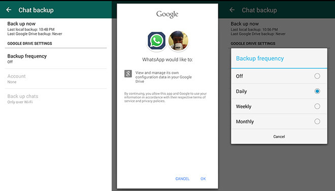 Haga una copia de seguridad de los mensajes de Whatsapp en Google Drive