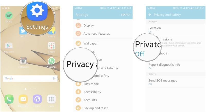Ocultar imágenes en Samsung sin aplicación a través del modo privado