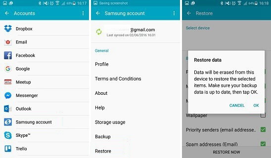 Recuperar contactos de la cuenta de Samsung
