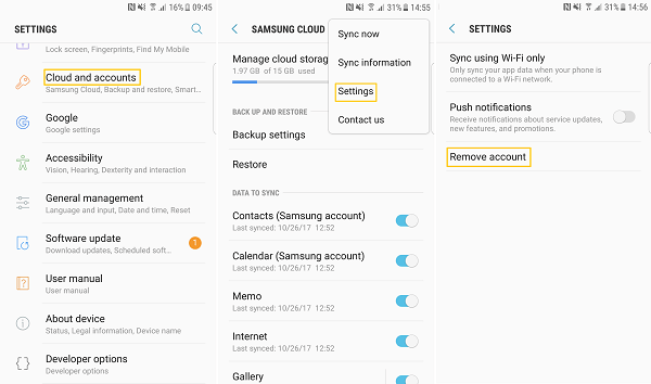 Eliminar cuenta de Samsung