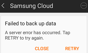 Samsung Cloud Backup falló
