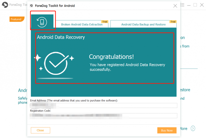 Registro de Android de recuperación de datos