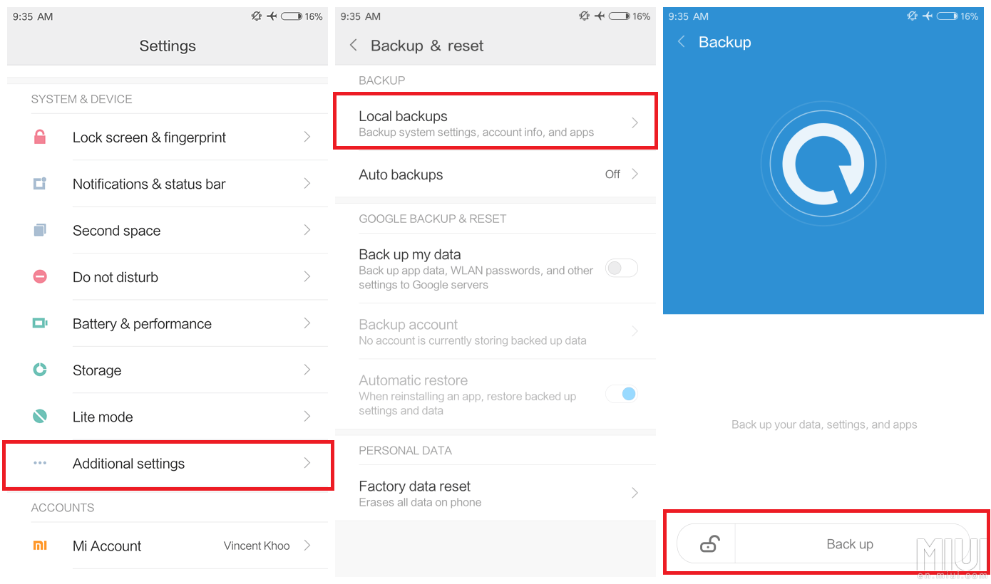 Copia de seguridad de contactos Xiaomi a la cuenta de Google
