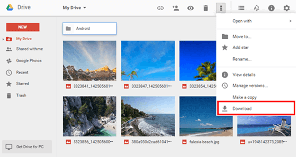 Google Drive Descargar fotos a la PC