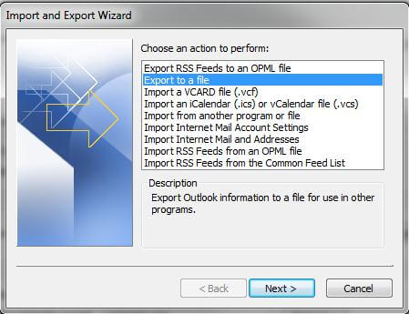 Contactos de Outlook exportar a un archivo