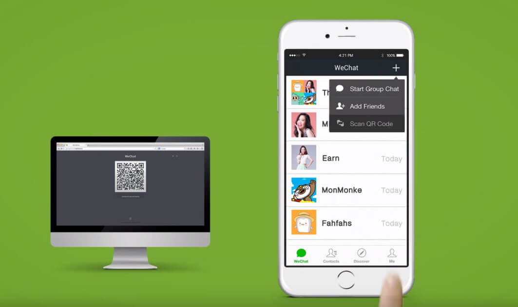 Transfiera archivos de WeChat entre la computadora y Android o iPhone QR Web