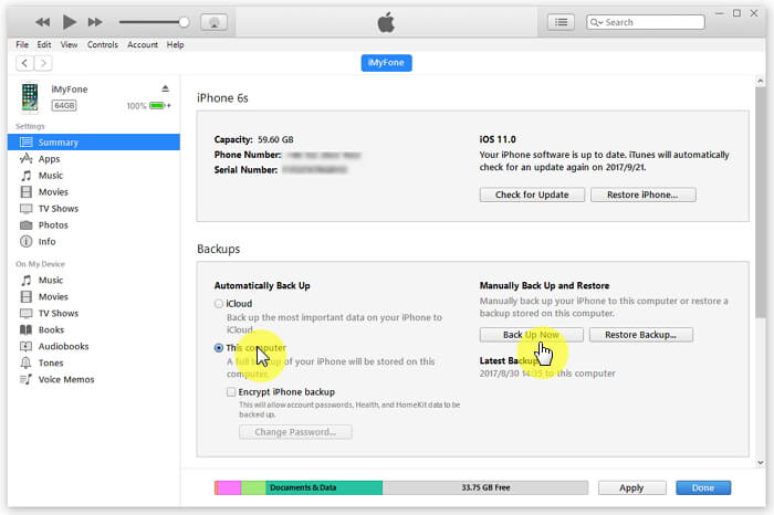 Transfiera datos de un iPhone roto a un iPhone nuevo a través de iTunes