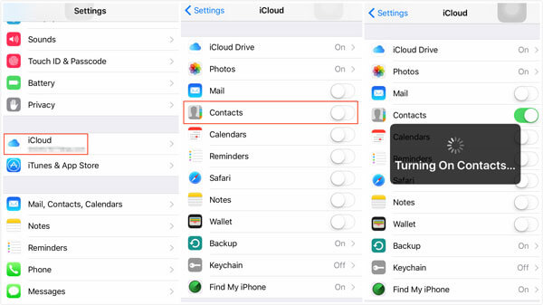 Contactos de copia de seguridad a Icloud