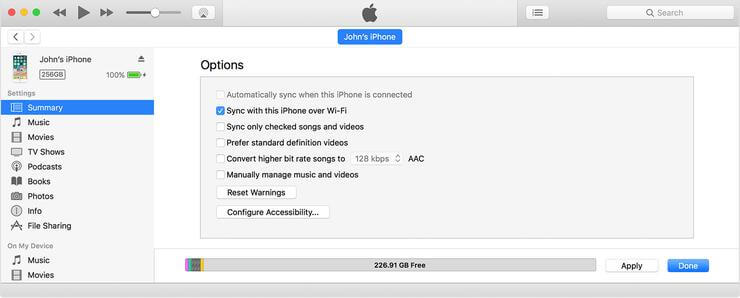 Copia de seguridad de iPhone a Mac con iTunes Sync