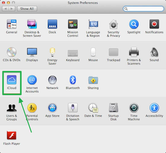 seleccionar icono de icloud